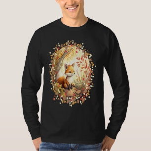 Herfstige speelse babyvos die in het bos dartelt t-shirt