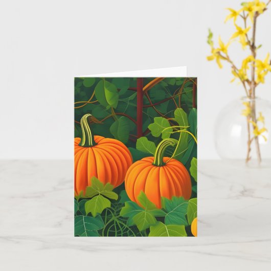 Herfstige warme omhelzing: Pompoen en Klimop Kaart (Gele Bloem)