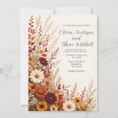 Herfstige Weide Bruiloft met Wilde Bloemen Kaart (Voorkant)