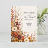Herfstige Weide Bruiloft met Wilde Bloemen Kaart (Staand voorkant)