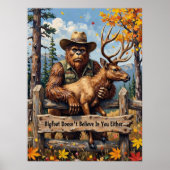 Herfstironie: Bigfoot's Woodland Observation Poster (Voorkant)