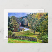 herfstjaars ochtend over de blauwe bergpas briefkaart (Voorkant / Achterkant)