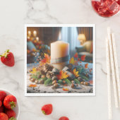 Herfstkaars met eikels en lint servet (Insitu)