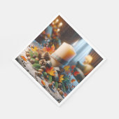 Herfstkaars met eikels en lint servet (Hoek)