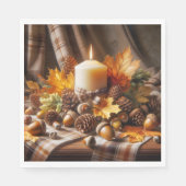 Herfstkaars met eikels en lint servet (Voorkant)