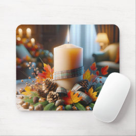 Herfstkaars met eikels muismat