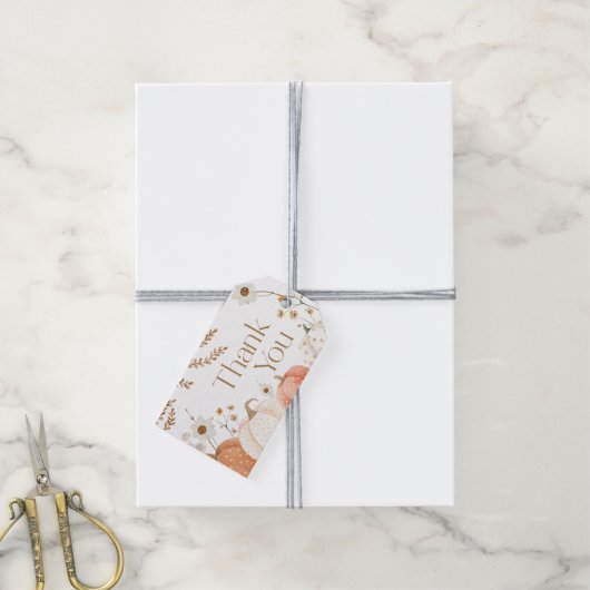 Herfstkaart met pompoen bedankkaart cadeaulabel (Met Touw)