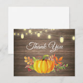 Herfstkaart met pompoen en dank je wel in landelij bedankkaart (Voorkant / Achterkant)