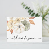 Herfstkaart met pompoen en rustieke thank you teks bedankkaart (Staand voorkant)