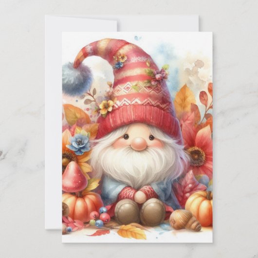 Herfstkabouter en bladeren waterverf kalligrafie t kaart (Voorkant)