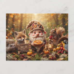 Herfstkabouter met dieren en taart Thanksgiving Briefkaart