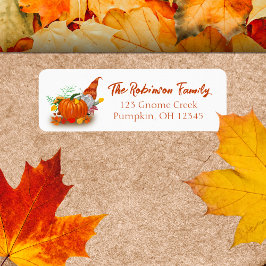 Herfstkabouter met pompoen etiket