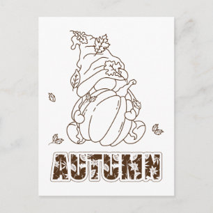 Herfstkabouter & Pompoen Kleuractiviteit Ansichtka Briefkaart