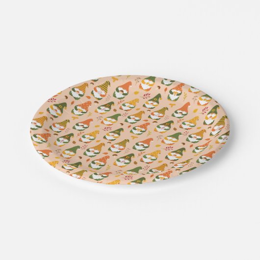 Herfstkabouters in het bospatroon papieren bordje (Gekanteld)