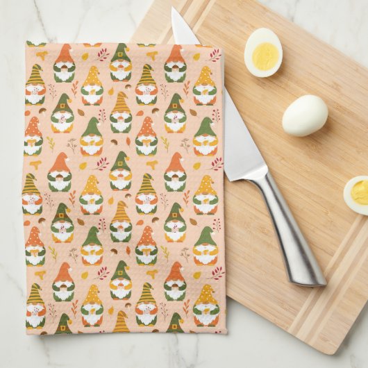 Herfstkabouters in het bospatroon theedoek (Quarter Fold)