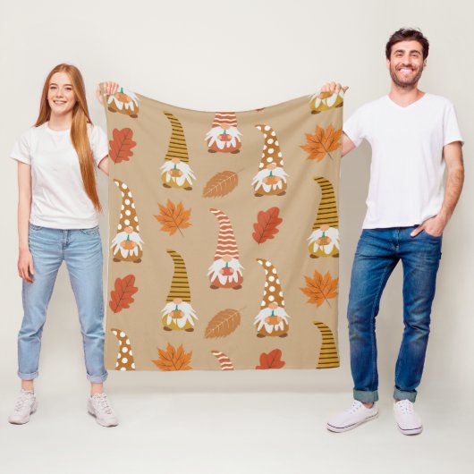 Herfstkabouters met esdoorn en eikenbladeren fleece deken (In situ)