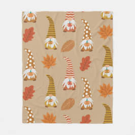 Herfstkabouters met esdoorn en eikenbladeren fleece deken
