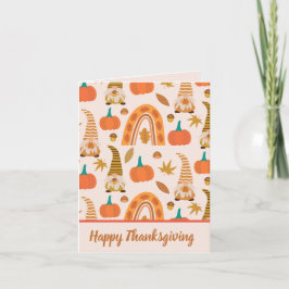 Herfstkabouters met herfst regenboog Thanksgiving Feestdagen Kaart