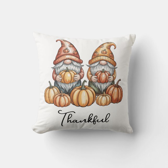 Herfstkabouters met pompoenen Schattigee Herfst Th Kussen (Voorkant)