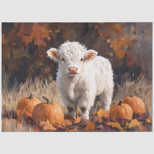 Herfstkalf tussen pompoenen decoupage tissuepapier (Voorkant)