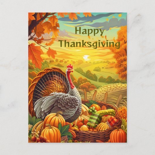 Herfstkalkoen pompoenen Happy Thanksgiving Briefka Briefkaart (Voorkant)