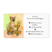 Herfstkat bloemist die bloemen schikt etiket (Voorkant)