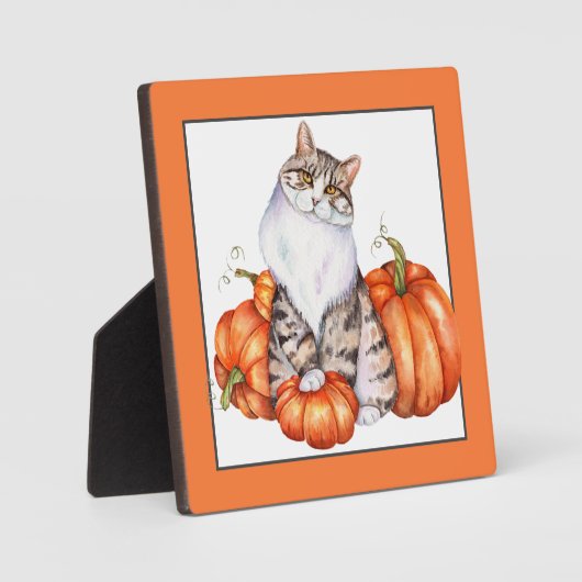 Herfstkat en pompoenen fotoplaat (Voorkant)