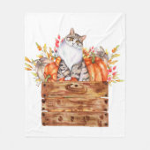 Herfstkat en pompoenen in doos  fleece deken (Voorkant)