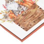 Herfstkat en pompoenen in doos korte tafelloper (Hoek)