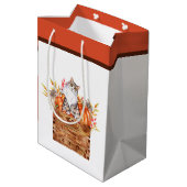 Herfstkat en pompoenen in doos  medium cadeauzakje (Achterkant Gekanteld)