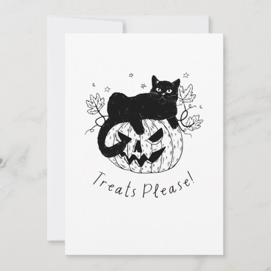 Herfstkat Halloween Ren Kaart (Voorkant)