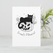 Herfstkat Halloween Ren Kaart (Staand voorkant)
