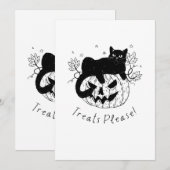 Herfstkat Halloween Ren Kaart (Voorkant / Achterkant)