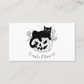 Herfstkat Halloween Ren Visitekaartje (Achterkant)