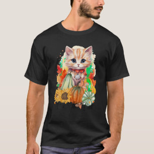 Herfstkat Het is Herfst Y alle pompoenen Herfsthal T-shirt