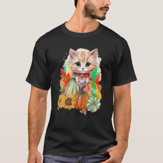 Herfstkat Het is Herfst Y alle pompoenen Herfsthal T-shirt