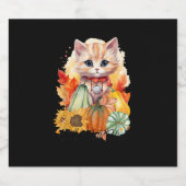 Herfstkat Het is Herfst Y'all Pumpkins Herfsthallo Sparkling Wijnetiket (Enkel label)