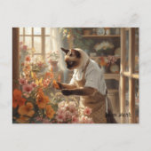 Herfstkat met bloemen - Herfst Seizoen Groet Briefkaart (Voorkant)