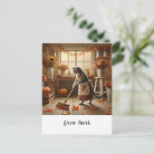 Herfstkat met bloemen - Herfst Seizoen Groet Feestdagenkaart (Staand voorkant)