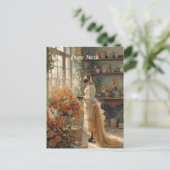 Herfstkat met bloemen – Herfst Thanksgiving Feestdagenkaart (Staand voorkant)