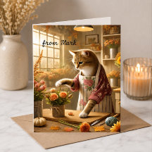 Herfstkat met Bloemen – Seizoensgroet voor de Herf