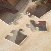 Herfstkat met bloemen voor Thanksgiving Legpuzzel (Zijkant)