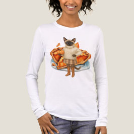 Herfstkat met kalkoen voor Thanksgiving Tri-Blend Shirt