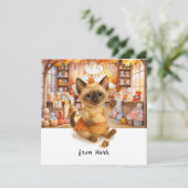 Herfstkat met speelgoed – Herfst Seizoen Groet Feestdagenkaart (Staand voorkant)