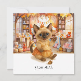 Herfstkat met speelgoed – Herfst Seizoen Groet Feestdagenkaart