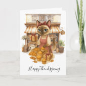Herfstkatbakkerij Thanksgiving Fall Kattenliefhebb Kaart (Voorkant)