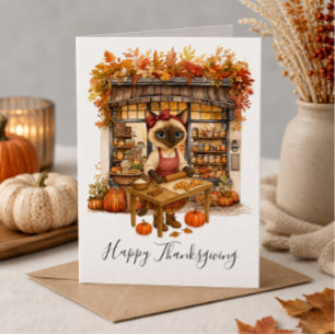 Herfstkatbakkerij Thanksgiving Herfst Kat Liefhebb Kaart