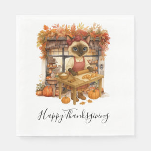 Herfstkatbakkerij Thanksgiving Herfst Kat Liefhebb Servet