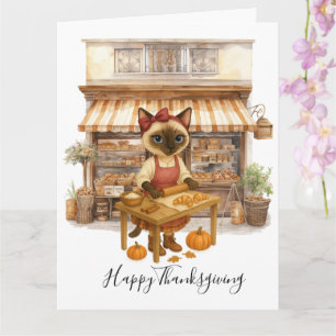 Herfstkatbakkerij Thanksgiving Herfst Kattenliefhe Kaart