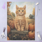 Herfstkatje met pompoenen decoupage tissuepapier (Craft)